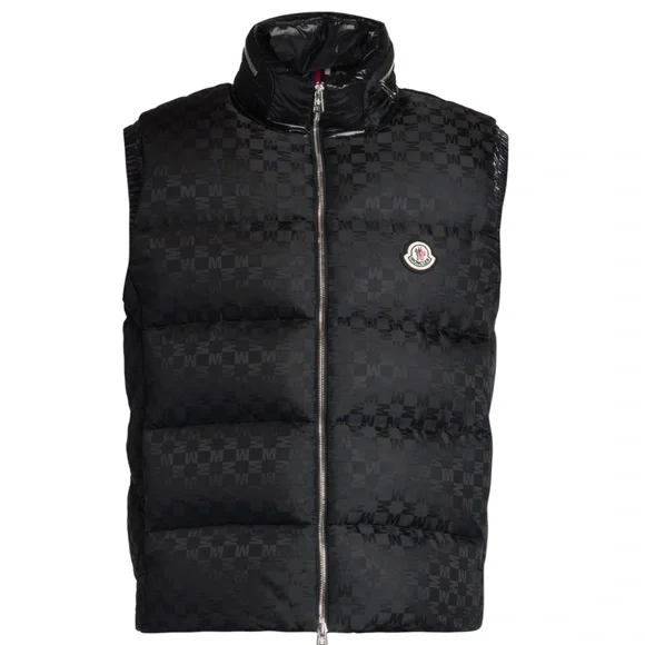 Moncler Kita Logo Print Nylon Vest Black Sm 1 - Picture 2 of 14